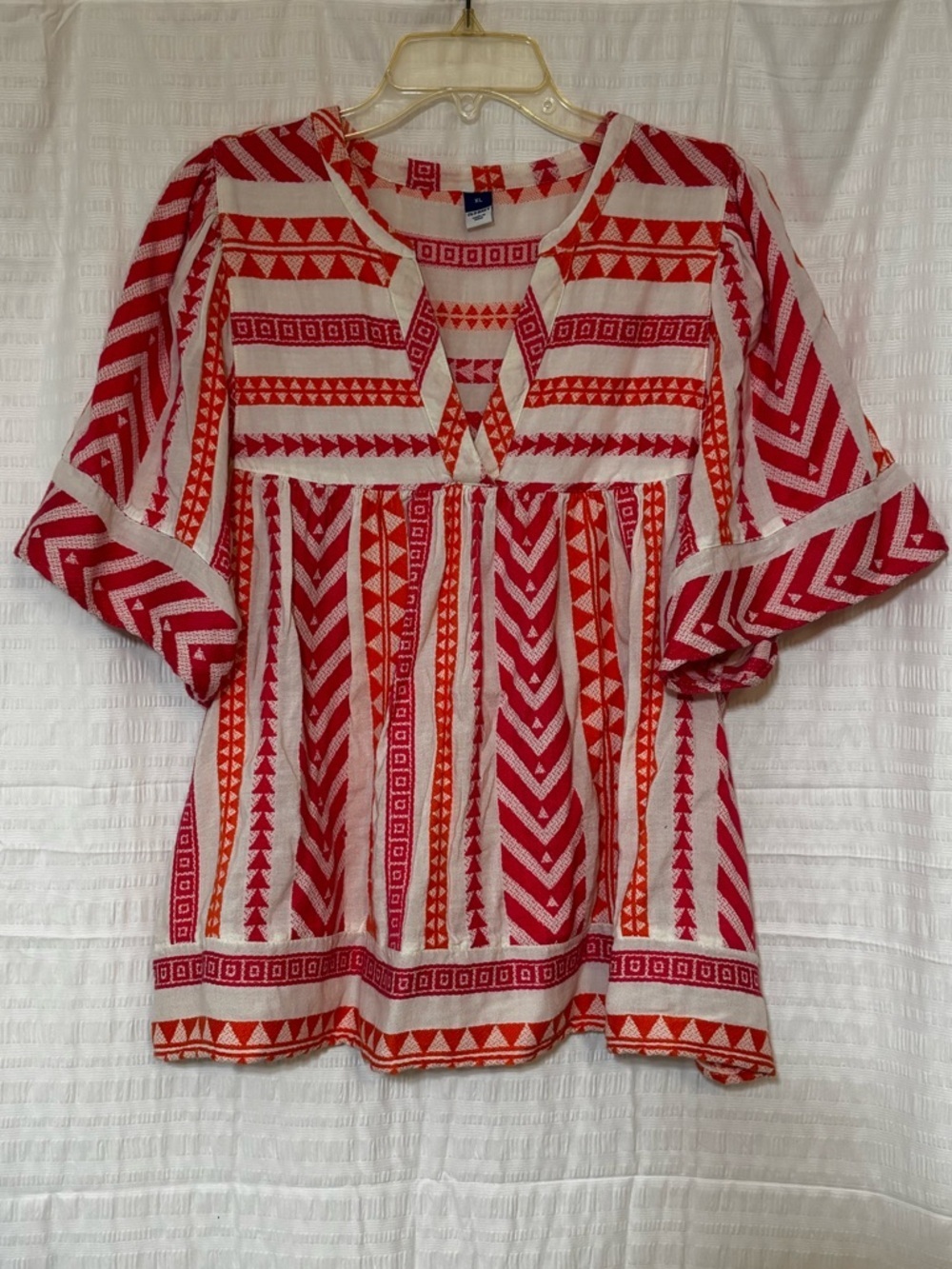 Old Navy Aztec Geometric Embroidered Top Flared Sleeves Sz XL - Picture 8 of 8